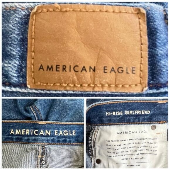American Eagle Outfitters High Rise destroyed Girlfriend Jeans size 2R - Picture 6 of 9